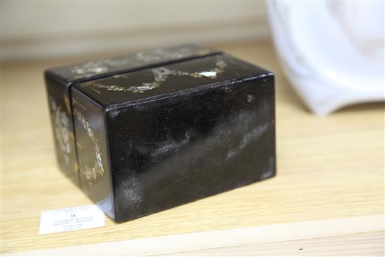 A Victorian papier mache scent casket H.11cm. W.12.5cm.